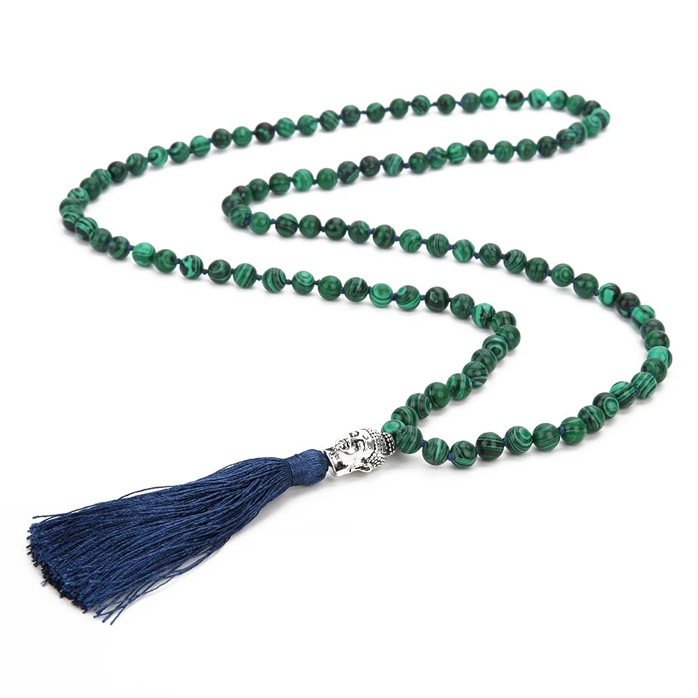 Handmade Green Malachite Mala Necklace – 108 Beads