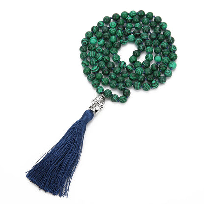 Handmade Green Malachite Mala Necklace – 108 Beads