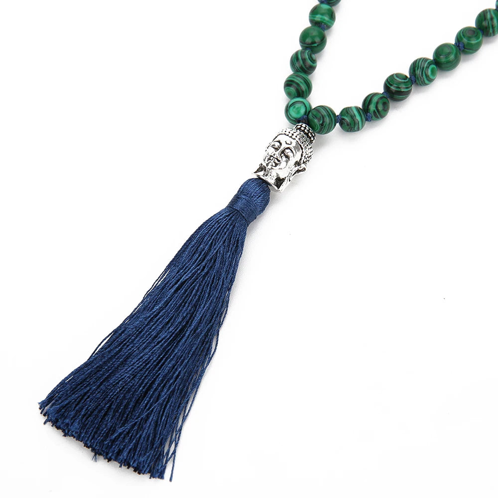 Handmade Green Malachite Mala Necklace – 108 Beads